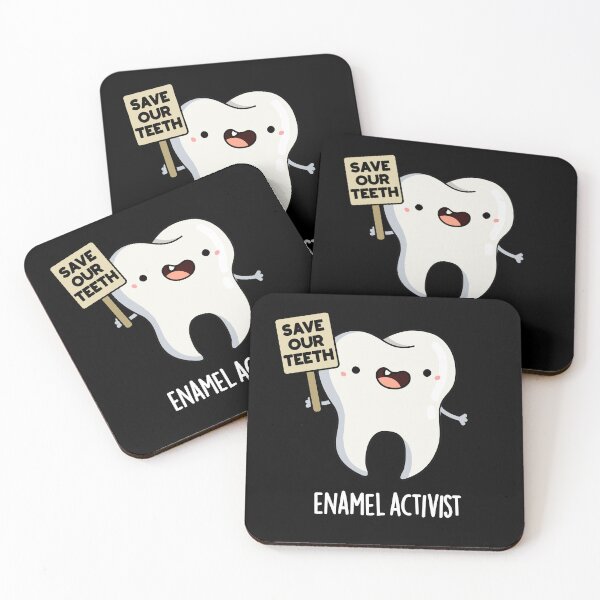 Item preview, Enamel Activist Funny Dental Tooth Puns (Dark BG) designed and sold by punnybone.