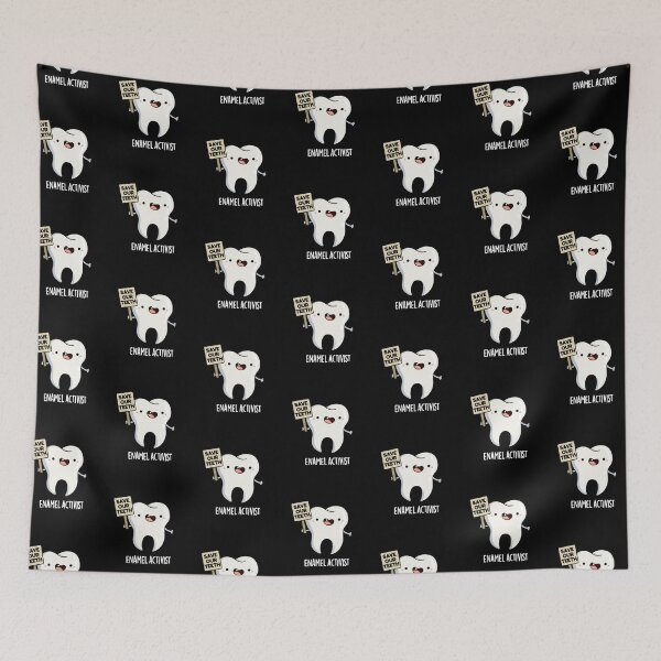 Item preview, Enamel Activist Funny Dental Tooth Puns (Dark BG) designed and sold by punnybone.