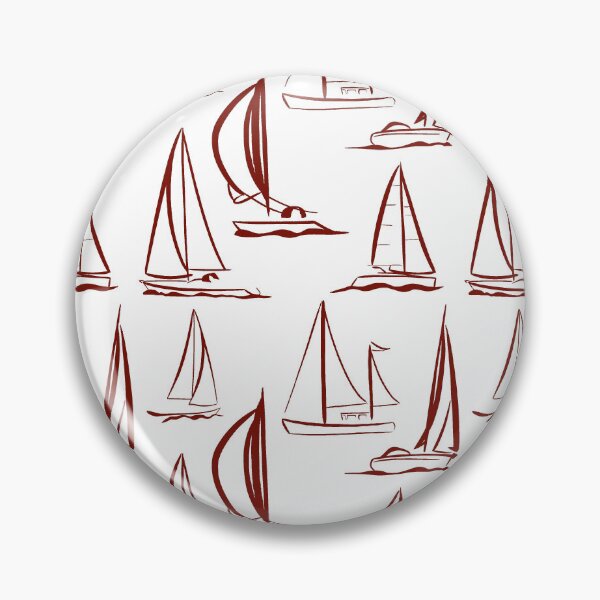 Item preview, Sailing Boats Pattern Version 7 - Red on White designed and sold by seasprayart.