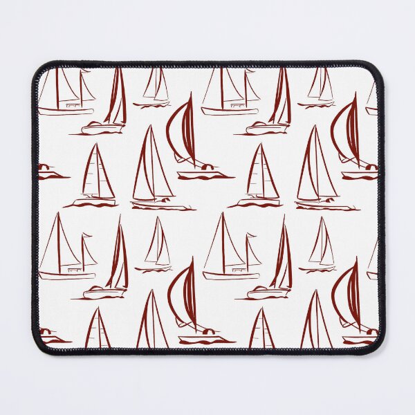 Item preview, Sailing Boats Pattern Version 7 - Red on White designed and sold by seasprayart.