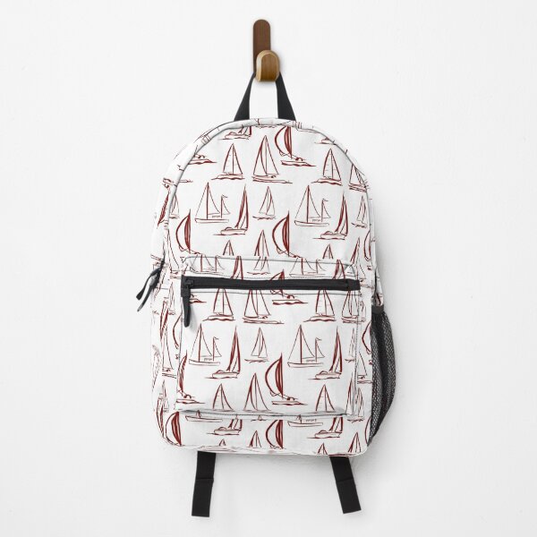 Item preview, Sailing Boats Pattern Version 7 - Red on White designed and sold by seasprayart.