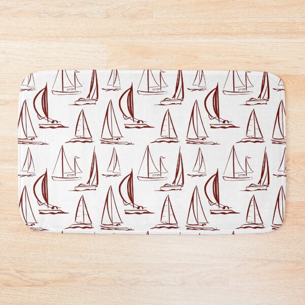 Item preview, Sailing Boats Pattern Version 7 - Red on White designed and sold by seasprayart.