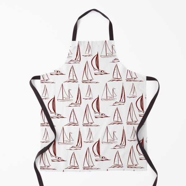 Item preview, Sailing Boats Pattern Version 7 - Red on White designed and sold by seasprayart.