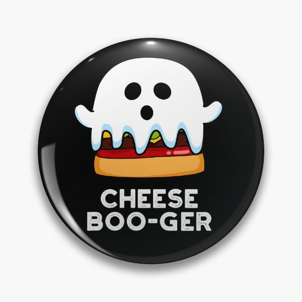 Item preview, Cheese Boo-ger Halloween Ghost Funny Cheeseburger Puns (Dark BG) designed and sold by punnybone.