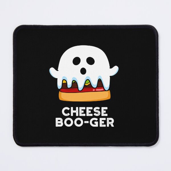 Item preview, Cheese Boo-ger Halloween Ghost Funny Cheeseburger Puns (Dark BG) designed and sold by punnybone.