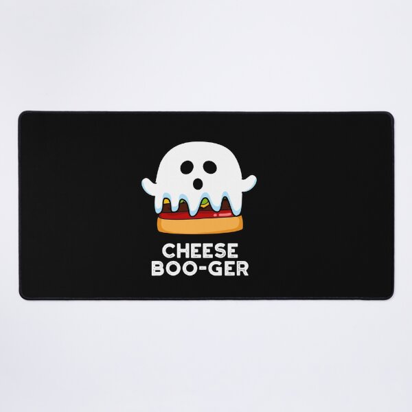 Item preview, Cheese Boo-ger Halloween Ghost Funny Cheeseburger Puns (Dark BG) designed and sold by punnybone.