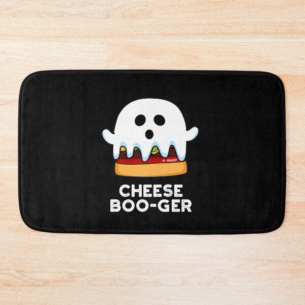 Item preview, Cheese Boo-ger Halloween Ghost Funny Cheeseburger Puns (Dark BG) designed and sold by punnybone.