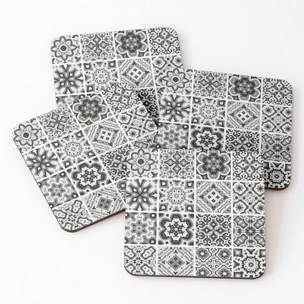 Item preview, Ornate Portuguese Tiles Pattern - Black and White designed and sold by prirajdesigns.