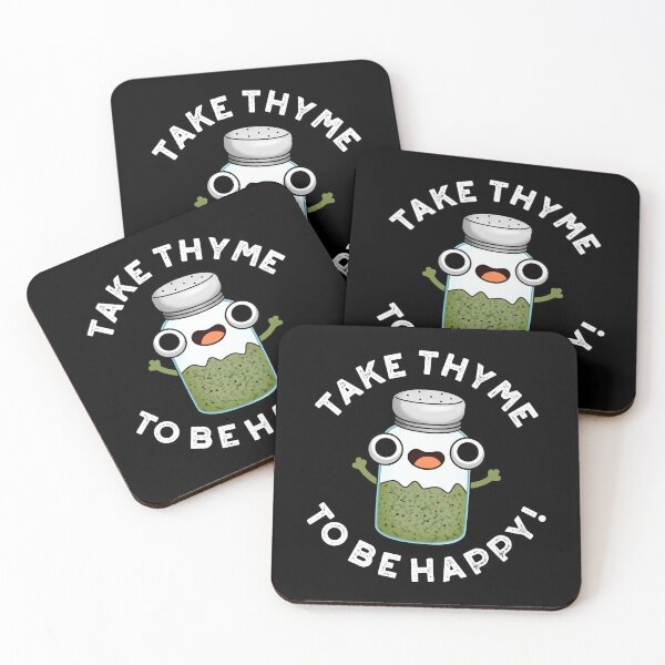 Item preview, Take Thyme To Be Happy Funny Herb Puns (Dark BG) designed and sold by punnybone.