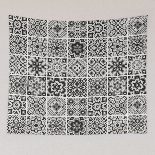 Item preview, Ornate Portuguese Tiles Pattern - Black and White designed and sold by prirajdesigns.