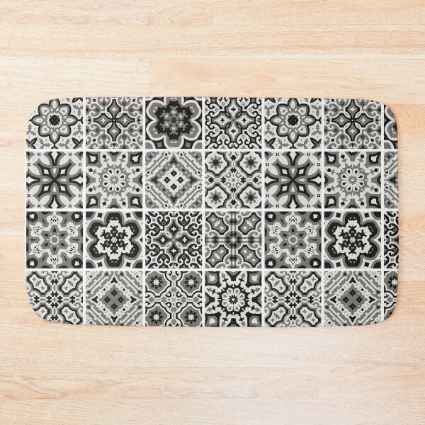 Item preview, Ornate Portuguese Tiles Pattern - Black and White designed and sold by prirajdesigns.