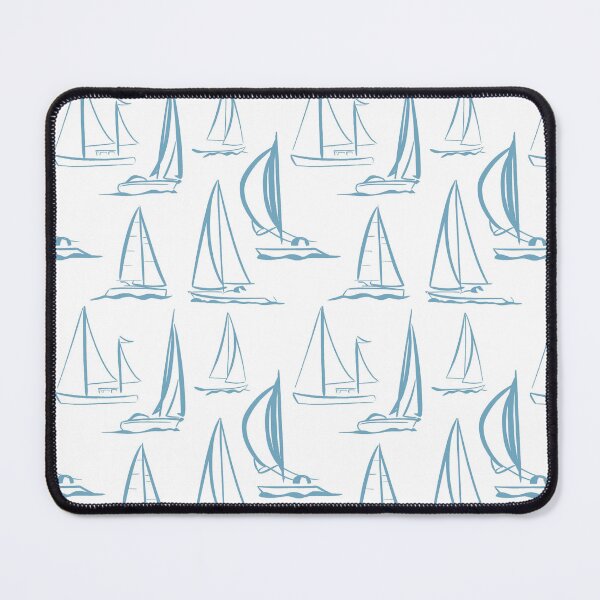 Item preview, Sailing Boats Pattern Version 8 - Light Blue on White designed and sold by seasprayart.
