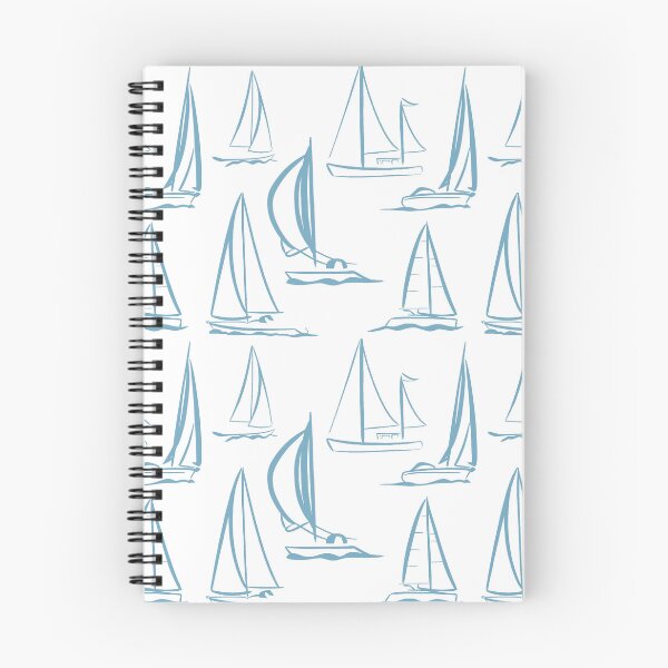 Item preview, Sailing Boats Pattern Version 8 - Light Blue on White designed and sold by seasprayart.