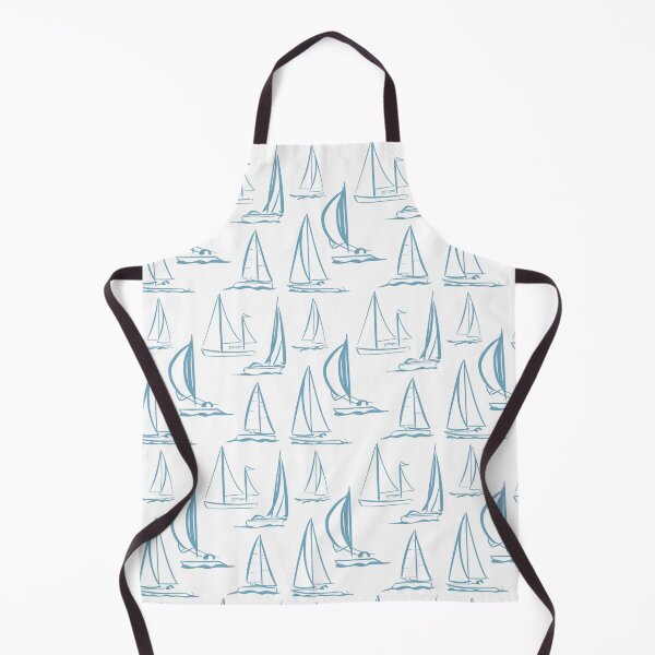 Item preview, Sailing Boats Pattern Version 8 - Light Blue on White designed and sold by seasprayart.