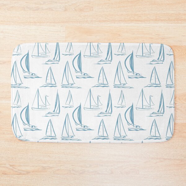 Item preview, Sailing Boats Pattern Version 8 - Light Blue on White designed and sold by seasprayart.