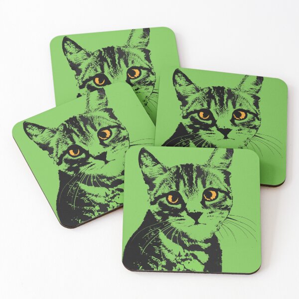 Item preview, Tabby Cat in Green Design - Pet Pop Art - Animal Pop Art designed and sold by StudioFlea.