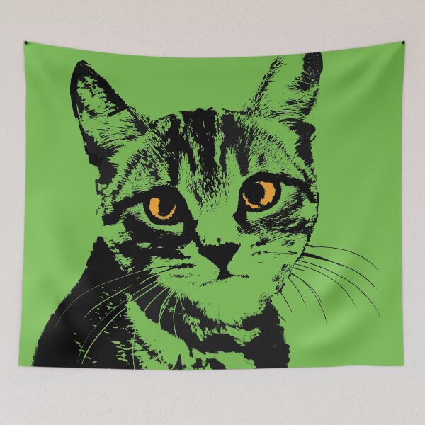 Item preview, Tabby Cat in Green Design - Pet Pop Art - Animal Pop Art designed and sold by StudioFlea.