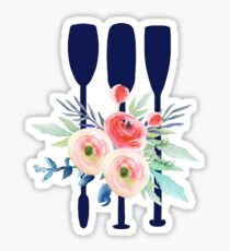 Watercolor flowers and rowing oars Sticker