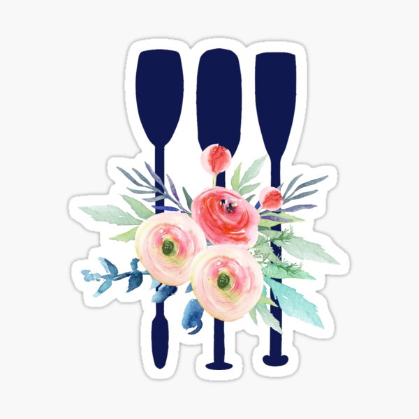 Watercolor flowers and rowing oars Sticker