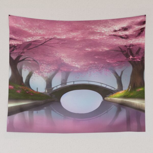 Item preview, Art of a cherry tree over a lake designed and sold by TravelingOak.