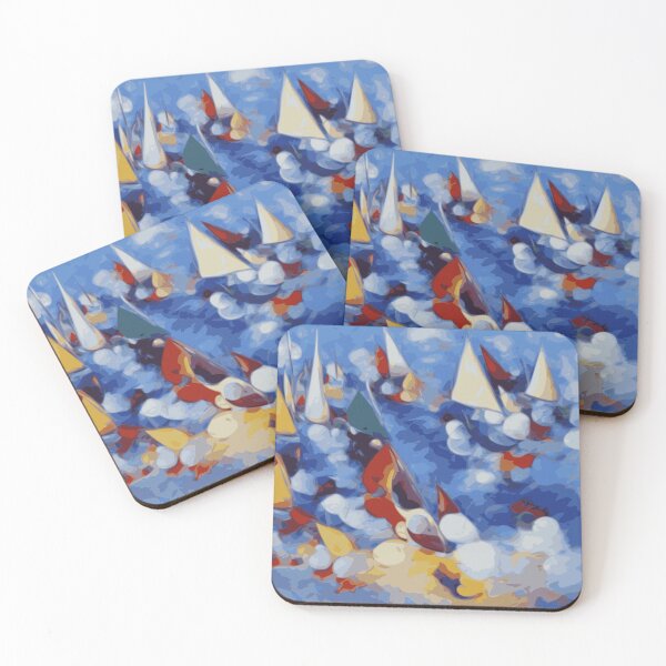 Item preview, Sailboating Painting Abstract Illustration Puffy Waves designed and sold by Nonshape.