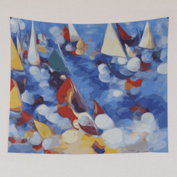 Item preview, Sailboating Painting Abstract Illustration Puffy Waves designed and sold by Nonshape.