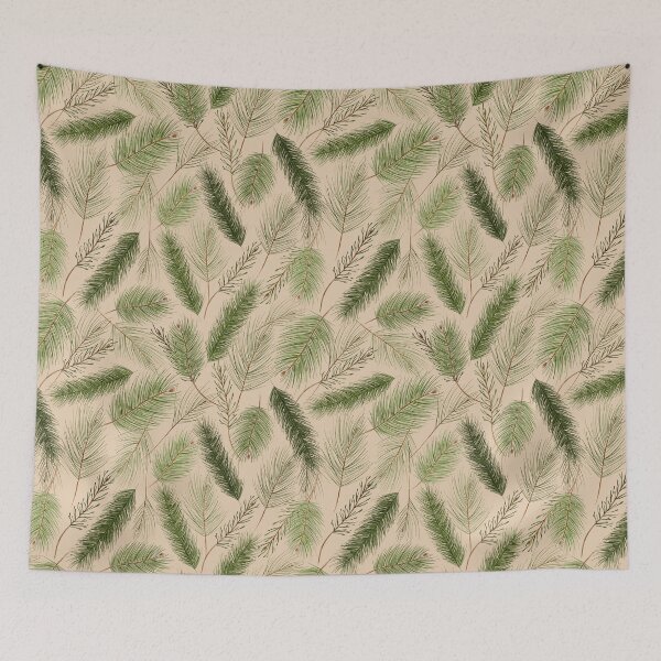 Item preview, Beige pine leaf Christmas floral pattern designed and sold by reka88.