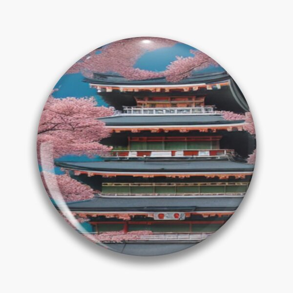 Item preview, Art of cherry trees blossoming around a temple designed and sold by TravelingOak.