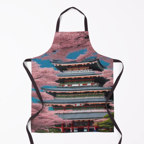 Item preview, Art of cherry trees blossoming around a temple designed and sold by TravelingOak.