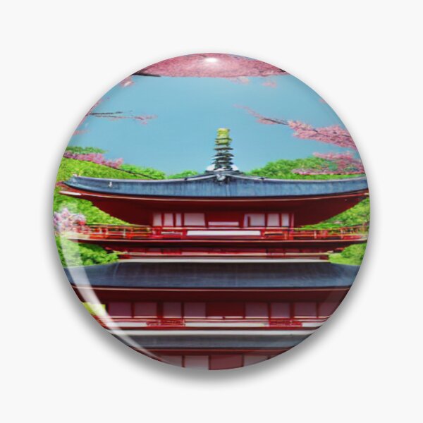 Item preview, Art of a temple with cherry blossoms designed and sold by TravelingOak.
