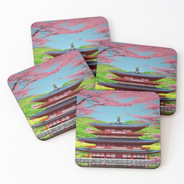 Item preview, Art of a temple with cherry blossoms designed and sold by TravelingOak.