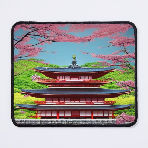 Item preview, Art of a temple with cherry blossoms designed and sold by TravelingOak.