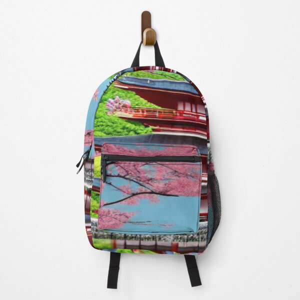 Item preview, Art of a temple with cherry blossoms designed and sold by TravelingOak.
