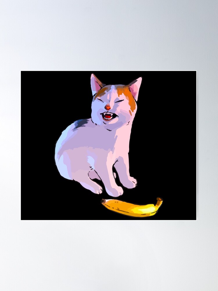 Cat Scared by Cucumber, Cursed Cat Images Poster for Sale by printify