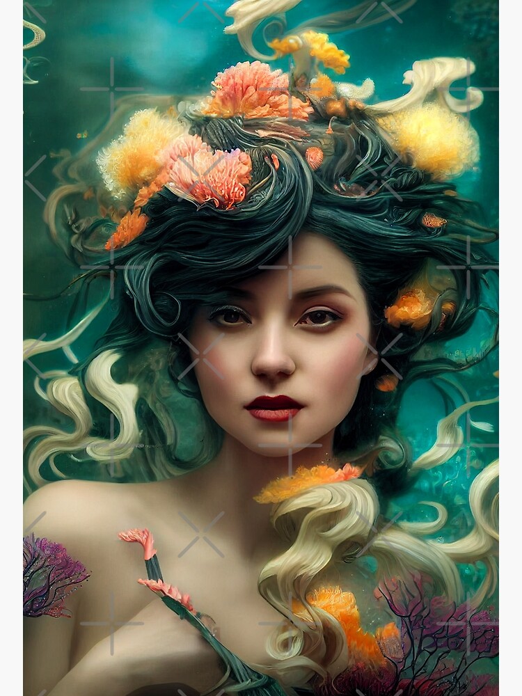 Mermaid Girl Poster For Sale By Ai Invention Redbubble