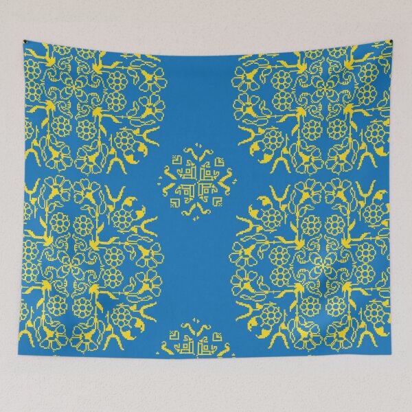 Item preview, Folk Design Pattern in Blue and Gold designed and sold by Mira  Markusfeld.