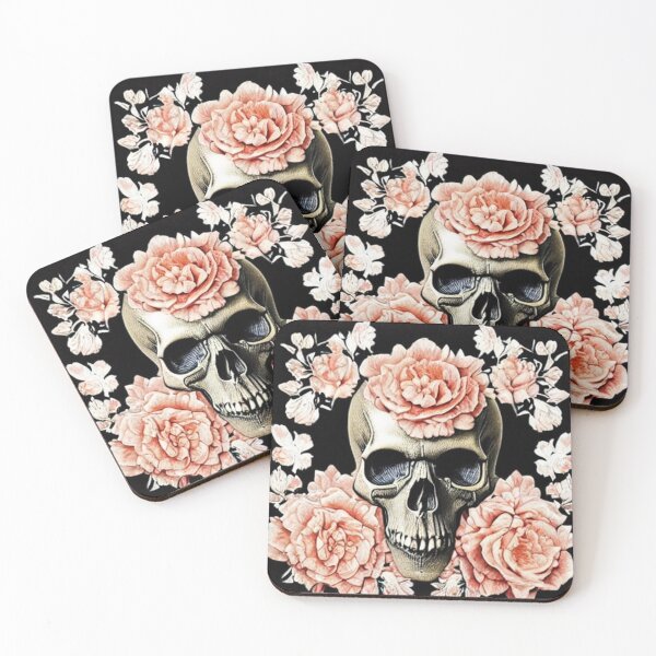 Item preview, Victorian Ghotic Floral Skull, skull with floral, red roses designed and sold by ValleyDream.