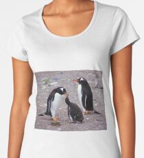 Gentoo Penguin Family Feeding Chick Women's Premium T-Shirt