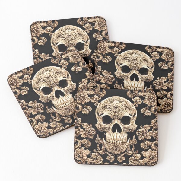 Item preview, Victorian Ghotic Floral Skull, skull with floral designed and sold by ValleyDream.