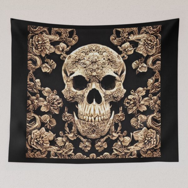 Item preview, Victorian Ghotic Floral Skull, skull with floral designed and sold by ValleyDream.