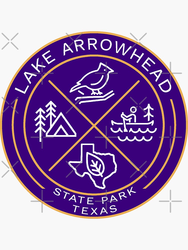 "Lake Arrowhead State Park Texas Heraldic Logo" Sticker for Sale by