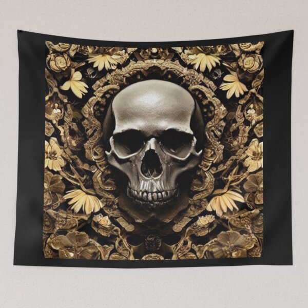 Item preview, Victorian Ghotic Floral Skull, skull with floral, red roses designed and sold by ValleyDream.