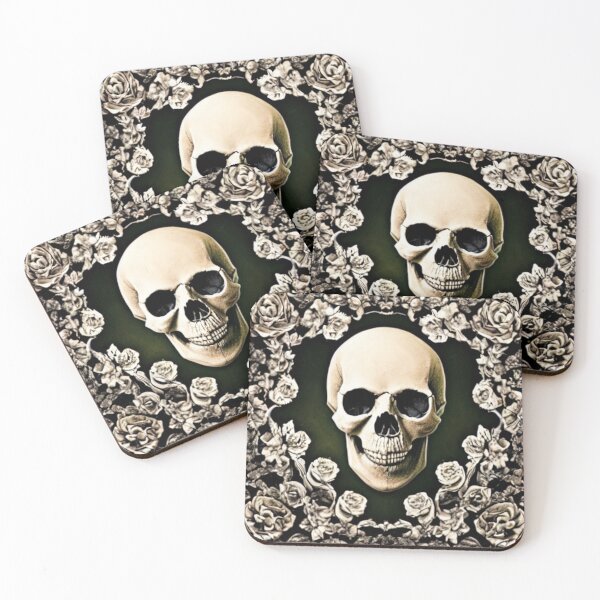 Item preview, Victorian Ghotic Floral Skull, skull with floral, roses designed and sold by ValleyDream.