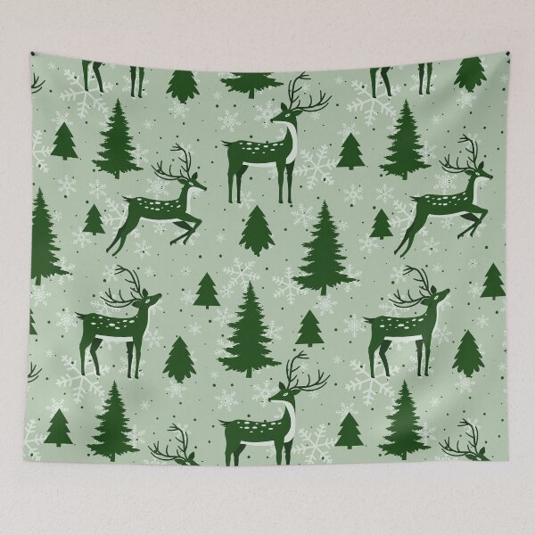 Item preview, Green Christmas tree reindeer pattern designed and sold by reka88.