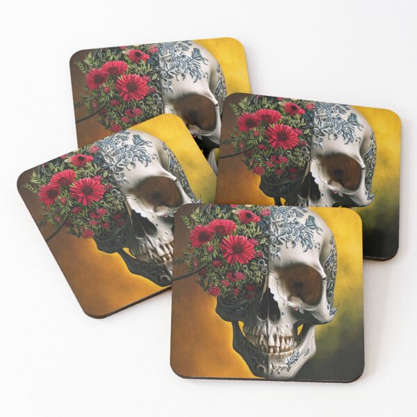 Item preview, Victorian Ghotic Floral Skull, skull with floral, red roses designed and sold by ValleyDream.