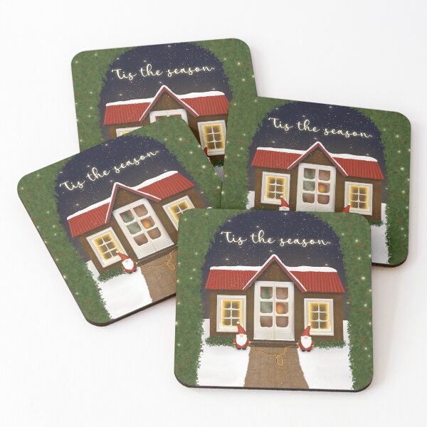 Item preview, Cute gnomes Christmas cabin scene designed and sold by DHDoodles.