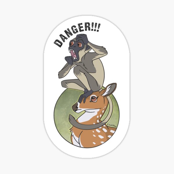 Danger! - EN/FR - Langur monkey, Chital Deer/ Langur Sacré, Chital Sticker