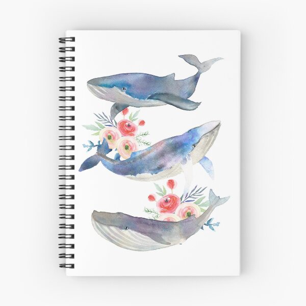 Artikelvorschau, Aquarell Wale und Blumen entworfen und verkauft von SouthPrints.