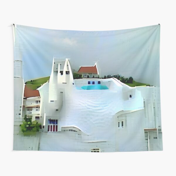 Church With Swimming Pool Tapestry