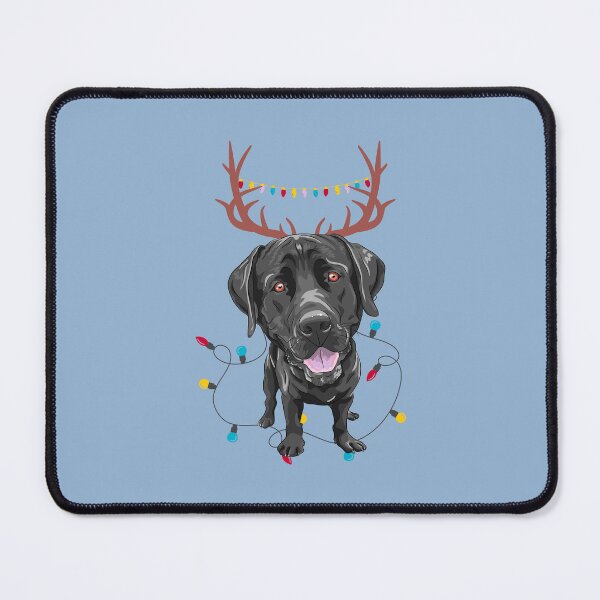 Item preview, Labrador Retriever with Reindeer Ears and Christmas Lights designed and sold by SeasonalDogs.